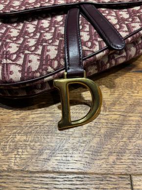 Dior Burgundy Canvas Saddle Bag 11
