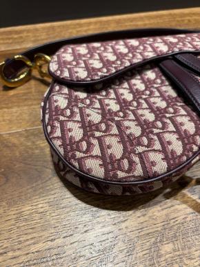 Dior Burgundy Canvas Saddle Bag 12