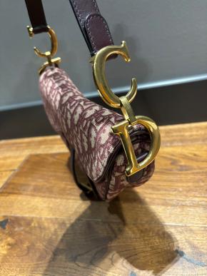 Dior Burgundy Canvas Saddle Bag 13