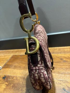 Dior Burgundy Canvas Saddle Bag 9