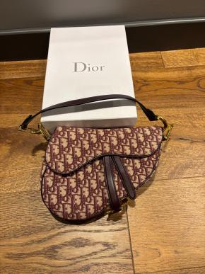 Dior Burgundy Canvas Saddle Bag 8