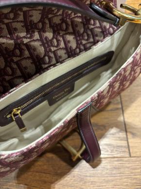 Dior Burgundy Canvas Saddle Bag 5