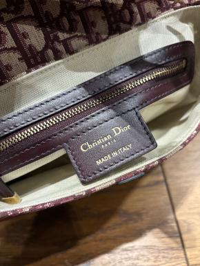 Dior Burgundy Canvas Saddle Bag 6