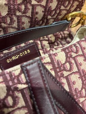 Dior Burgundy Canvas Saddle Bag 7