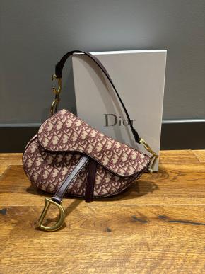 Dior Burgundy Canvas Saddle Bag 3