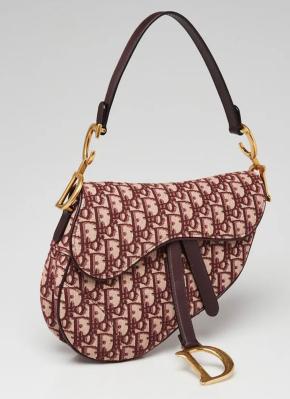 Dior Burgundy Canvas Saddle Bag 2