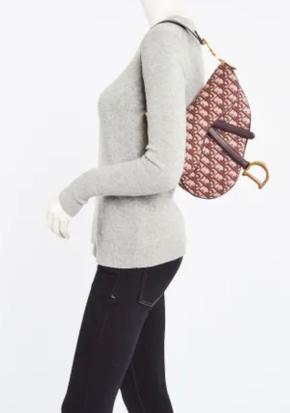 Dior Burgundy Canvas Saddle Bag 4