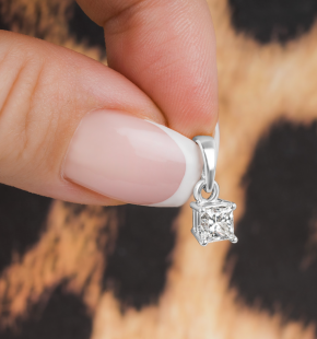 Bespoke Princess Cut Diamond Pendant 0.90 I/VS1 White Gold 7