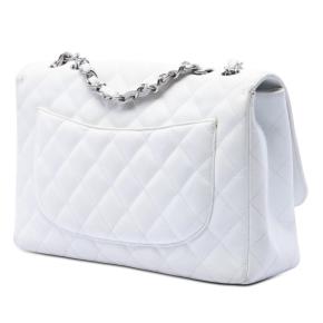 Chanel White Jumbo Classic Caviar Single Flap 2