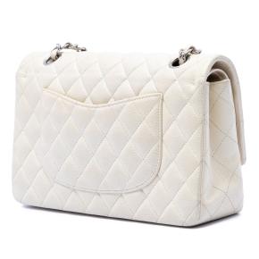 Chanel White Medium Classic Caviar Double Flap 2