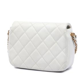 Chanel White Mini Quilted Caviar Chain Soul Flap 2