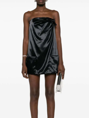 Louisa Ballou  Knot-Detailed Satin Minidress 4