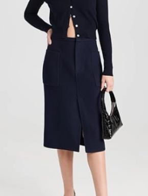 Vince Brushed Recycled Wool-Blend Pencil Skirt 2