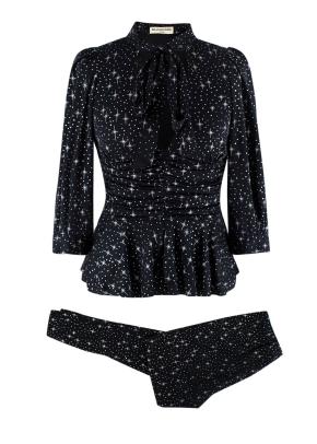 Balenciaga Runway Black Spandex Sparkle Print Top & Pants 2