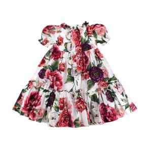 White Rose Print Cotton Dress & Bloomers 5