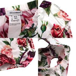 White Rose Print Cotton Dress & Bloomers 8