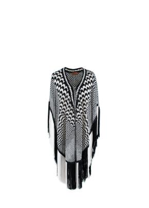 Black & White Zig-Zag Knit Poncho 2