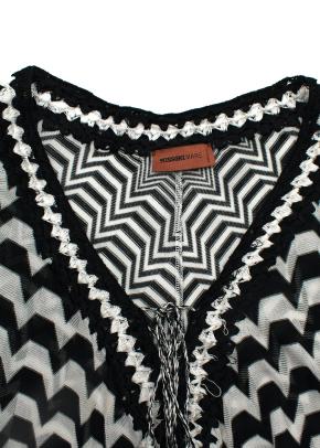 Black & White Zig-Zag Knit Poncho 5