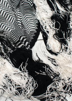 Black & White Zig-Zag Knit Poncho 7