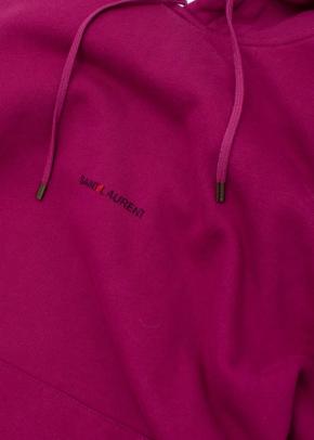 Raspberry Pink Cotton Jersey Logo Hoodie 5