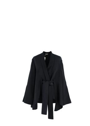 Black Embroidered Silk-Satin Kimono Jacket & Trousers 2