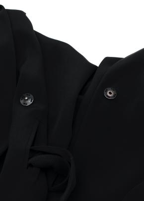 Black Embroidered Silk-Satin Kimono Jacket & Trousers 15