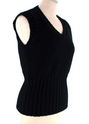 Black Wool Knitted Vest 2