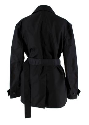 Black gabardine short trench coat 2