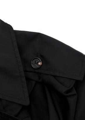 Black gabardine short trench coat 5