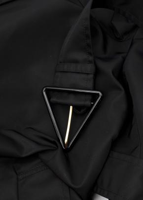 Black gabardine short trench coat 4