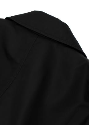 Black gabardine short trench coat 7