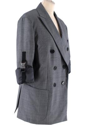 Grey wool Prince of Wales checked blazer 2