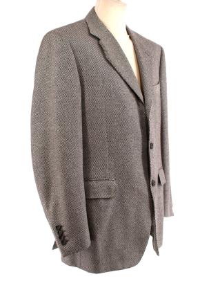 beige & black basketweave cashmere blazer 2