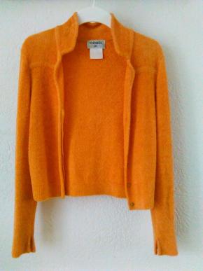 Chanel Orange Textured Knit Jacket 7