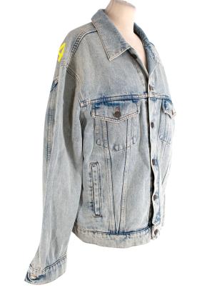Acid-wash denim neon printed logo back jacket 3