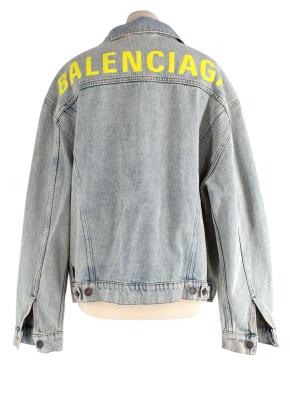 Acid-wash denim neon printed logo back jacket 2