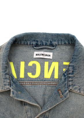 Acid-wash denim neon printed logo back jacket 8