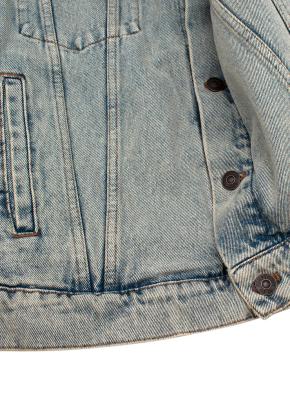 Acid-wash denim neon printed logo back jacket 6