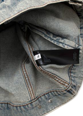 Acid-wash denim neon printed logo back jacket 9