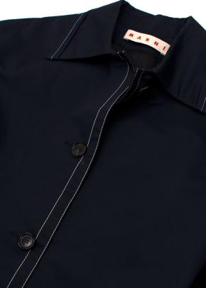 Blue Boxy Jacket with Contrast Stitching 4