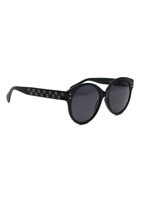 Black Grommet Embellished Round Sunglasses 3