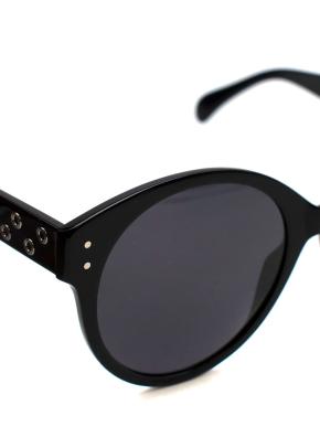 Black Grommet Embellished Round Sunglasses 8