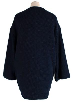navy textured cotton tie-front cardigan 3
