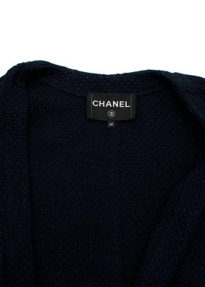 navy textured cotton tie-front cardigan 2