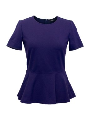 Max&Co Navy Short Sleeved Peplum Top