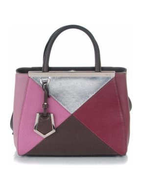 Fendi 2Jours small color-block textured-leather shopper