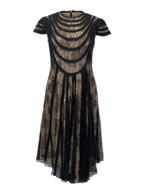 Jo's Ready To Wear Nude Silk Dress with Black Lace Overlay