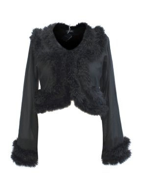Myla Mae Black Silk Feather Trim Short Boudoir Jacket