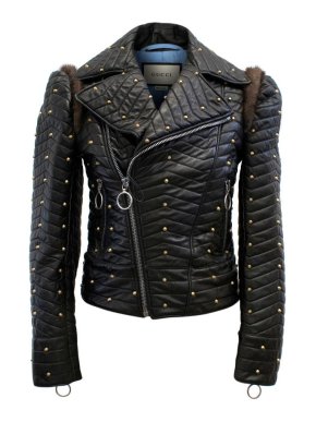 Gucci Black Studded Quilted Biker Jacket