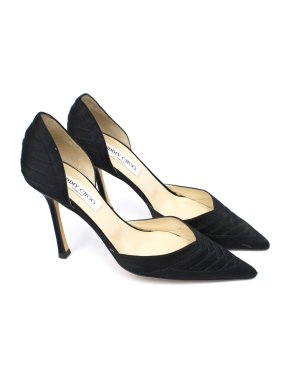 Jimmy Choo Black Satin Pointed Pumps